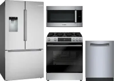 4 Piece Package Includes Refrigerator, Range, Microwave And Dishwasher