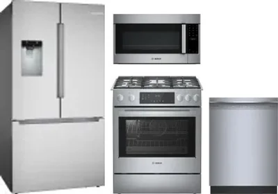 4 Piece Package Includes Refrigerator, Range, Microwave And Dishwasher