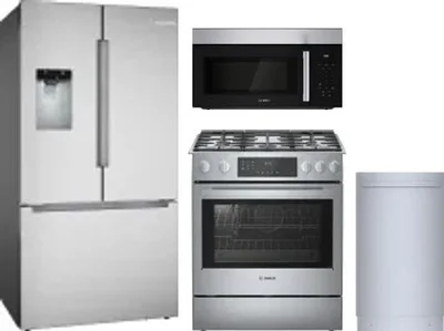 4 Piece Package Includes Refrigerator, Range, Microwave And Dishwasher