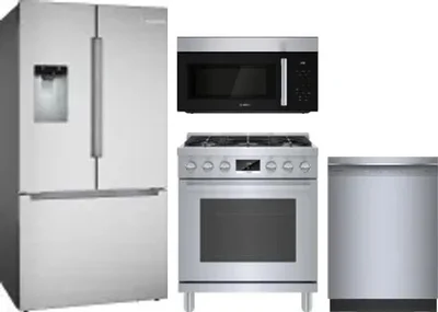 4 Piece Package Includes Refrigerator, Range, Microwave And Dishwasher