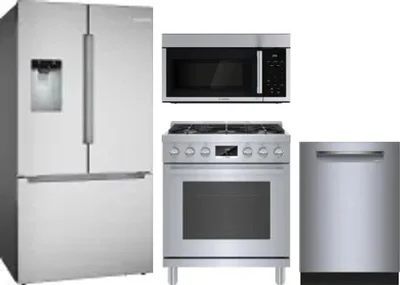 4 Piece Package Includes Refrigerator, Range, Microwave And Dishwasher