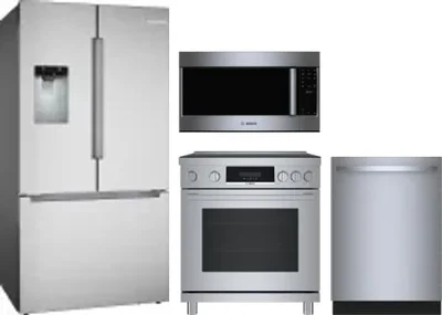 4 Piece Package Includes Refrigerator, Range, Microwave And Dishwasher