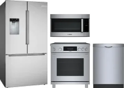 4 Piece Package Includes Refrigerator, Range, Microwave And Dishwasher