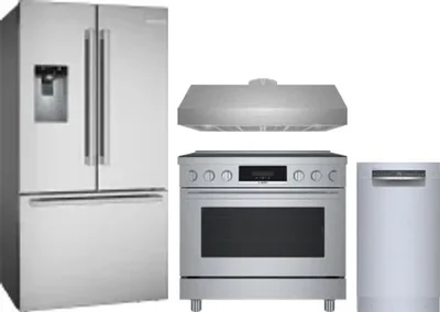 4 Piece Package Includes Refrigerator, Range, Hood And Dishwasher