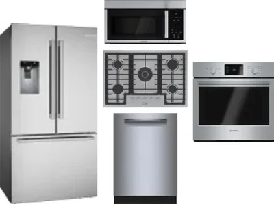 5 Piece Package Includes Refrigerator, Cooktop, Wall Oven, Microwave And Dishwasher