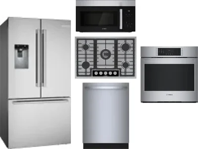 5 Piece Package Includes Refrigerator, Cooktop, Wall Oven, Microwave And Dishwasher