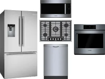 5 Piece Package Includes Refrigerator, Cooktop, Wall Oven, Microwave And Dishwasher