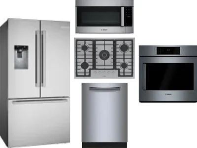 5 Piece Package Includes Refrigerator, Cooktop, Wall Oven, Microwave And Dishwasher