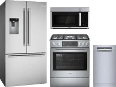 4 Piece Package Includes Refrigerator, Range, Microwave And Dishwasher