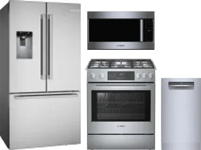 4 Piece Package Includes Refrigerator, Range, Microwave And Dishwasher