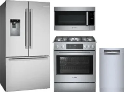 4 Piece Package Includes Refrigerator, Range, Microwave And Dishwasher