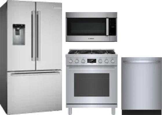 4 Piece Package Includes Refrigerator, Range, Microwave And Dishwasher