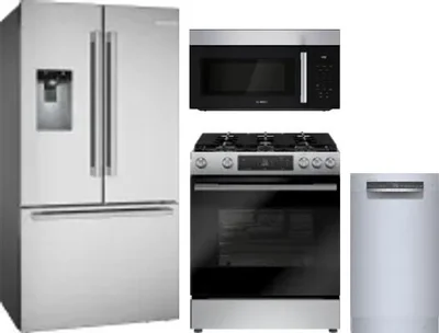 4 Piece Package Includes Refrigerator, Range, Microwave And Dishwasher