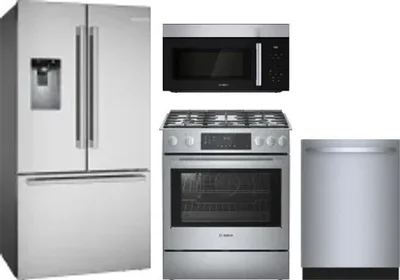 4 Piece Package Includes Refrigerator, Range, Microwave And Dishwasher