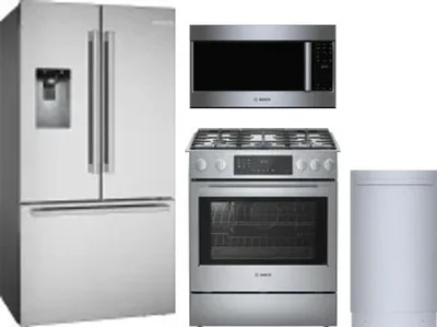 4 Piece Package Includes Refrigerator, Range, Microwave And Dishwasher