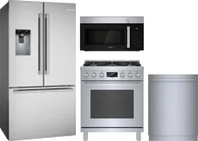 4 Piece Package Includes Refrigerator, Range, Microwave And Dishwasher