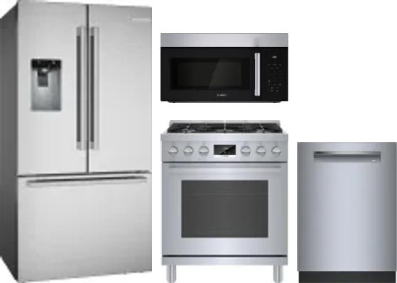 4 Piece Package Includes Refrigerator, Range, Microwave And Dishwasher