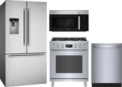 4 Piece Package Includes Refrigerator, Range, Microwave And Dishwasher