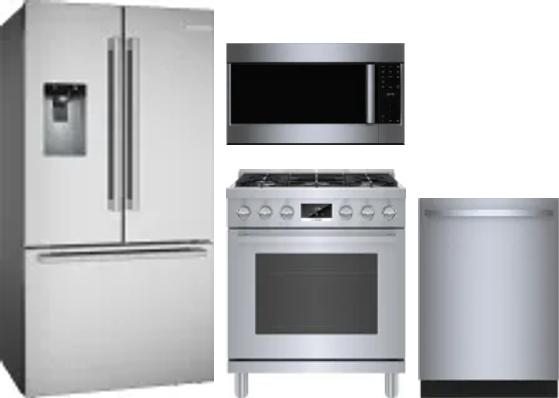 4 Piece Package Includes Refrigerator, Range, Microwave And Dishwasher