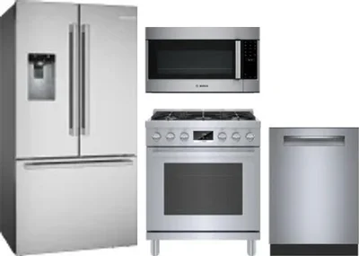 4 Piece Package Includes Refrigerator, Range, Microwave And Dishwasher