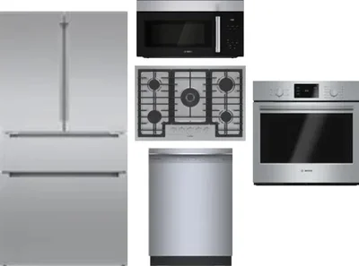 5 Piece Package Includes Refrigerator, Cooktop, Wall Oven, Microwave And Dishwasher