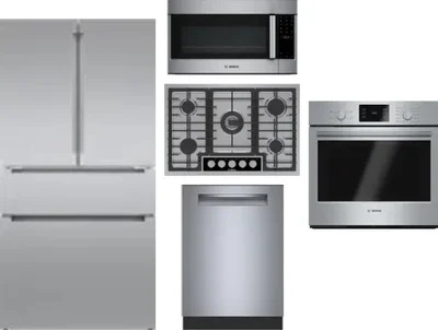 5 Piece Package Includes Refrigerator, Cooktop, Wall Oven, Microwave And Dishwasher