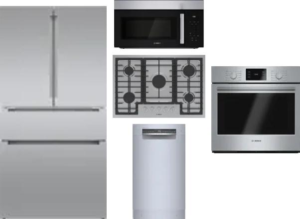 5 Piece Package Includes Refrigerator, Cooktop, Wall Oven, Microwave And Dishwasher