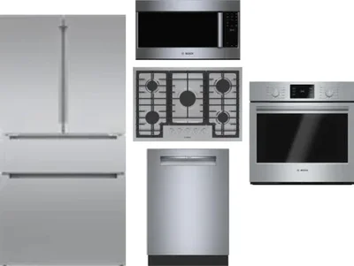 5 Piece Package Includes Refrigerator, Cooktop, Wall Oven, Microwave And Dishwasher