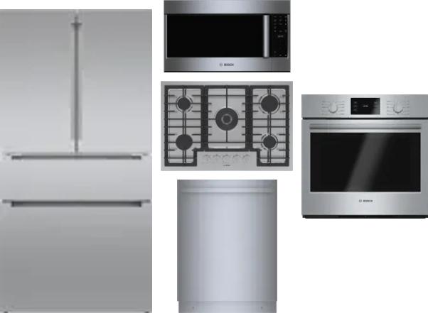 5 Piece Package Includes Refrigerator, Cooktop, Wall Oven, Microwave And Dishwasher