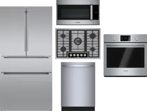 5 Piece Package Includes Refrigerator, Cooktop, Wall Oven, Microwave And Dishwasher