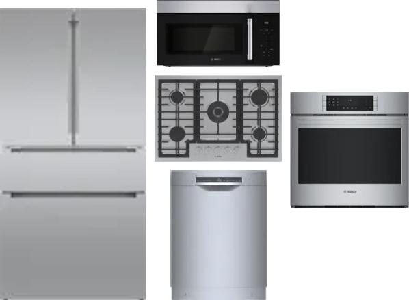 5 Piece Package Includes Refrigerator, Cooktop, Wall Oven, Microwave And Dishwasher