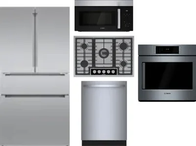 5 Piece Package Includes Refrigerator, Cooktop, Wall Oven, Microwave And Dishwasher