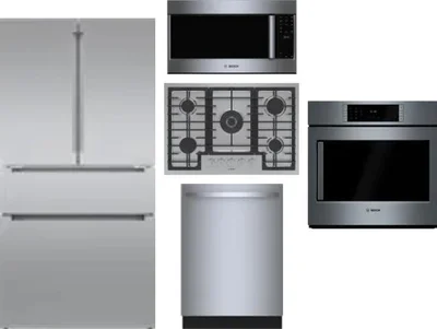 5 Piece Package Includes Refrigerator, Cooktop, Wall Oven, Microwave And Dishwasher