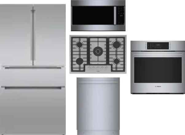 5 Piece Package Includes Refrigerator, Cooktop, Wall Oven, Microwave And Dishwasher