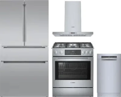 4 Piece Package Includes Refrigerator, Range, Hood And Dishwasher