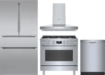 4 Piece Package Includes Refrigerator, Range, Hood And Dishwasher