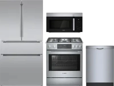 4 Piece Package Includes Refrigerator, Range, Microwave And Dishwasher