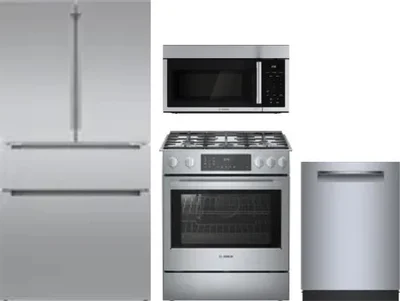 4 Piece Package Includes Refrigerator, Range, Microwave And Dishwasher