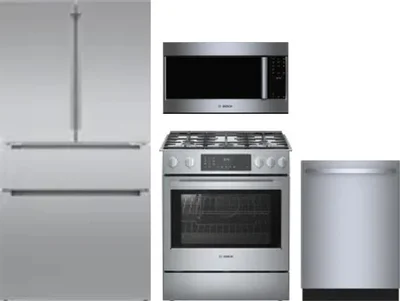 4 Piece Package Includes Refrigerator, Range, Microwave And Dishwasher