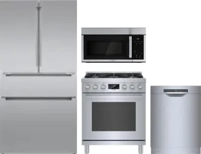 4 Piece Package Includes Refrigerator, Range, Microwave And Dishwasher
