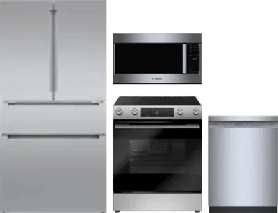 4 Piece Package Includes Refrigerator, Range, Microwave And Dishwasher