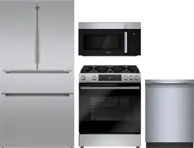 4 Piece Package Includes Refrigerator, Range, Microwave And Dishwasher