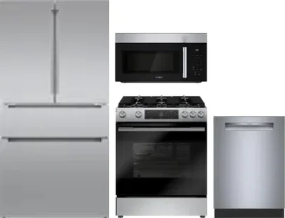 4 Piece Package Includes Refrigerator, Range, Microwave And Dishwasher