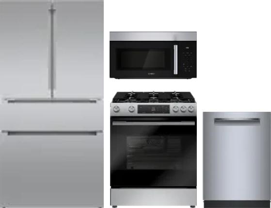 4 Piece Package Includes Refrigerator, Range, Microwave And Dishwasher
