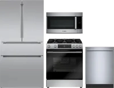 4 Piece Package Includes Refrigerator, Range, Microwave And Dishwasher