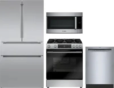 4 Piece Package Includes Refrigerator, Range, Microwave And Dishwasher