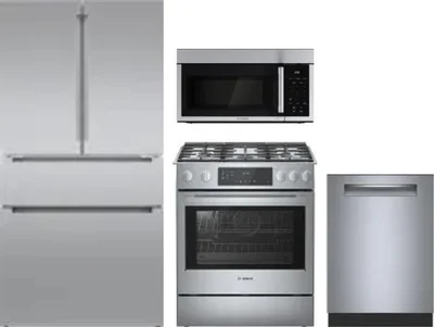 4 Piece Package Includes Refrigerator, Range, Microwave And Dishwasher