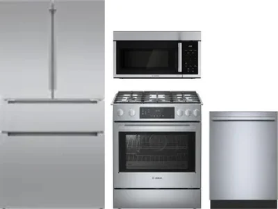 4 Piece Package Includes Refrigerator, Range, Microwave And Dishwasher