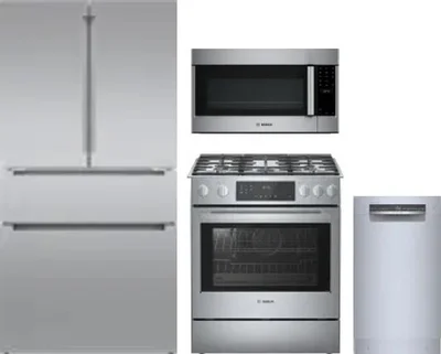 4 Piece Package Includes Refrigerator, Range, Microwave And Dishwasher