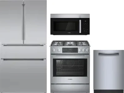 4 Piece Package Includes Refrigerator, Range, Microwave And Dishwasher